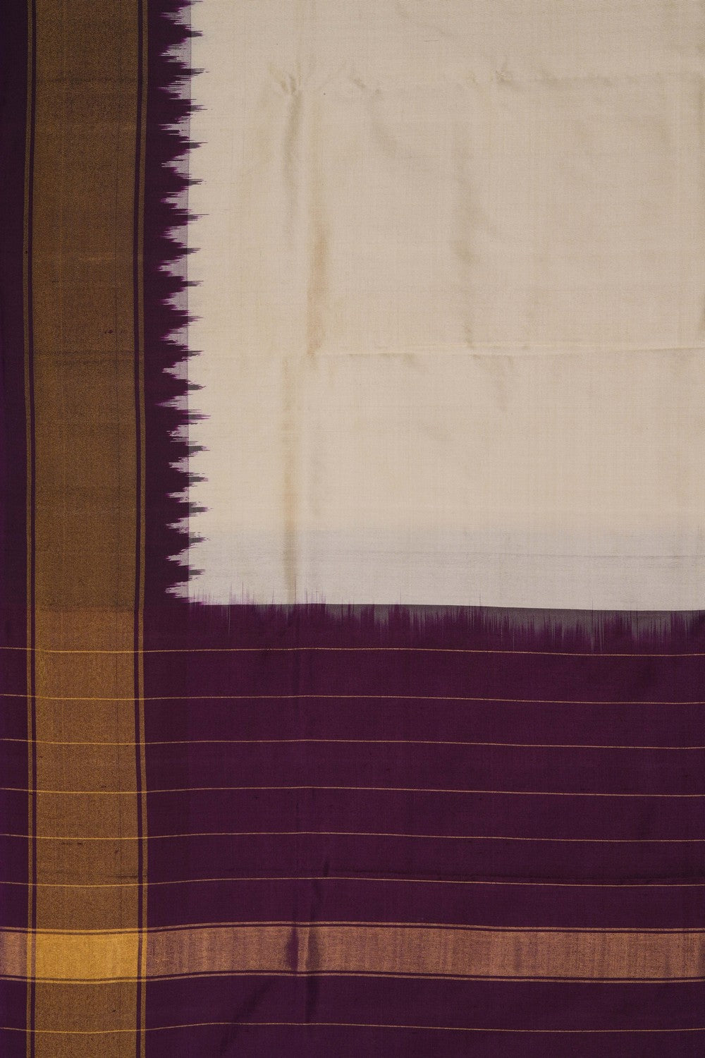 Image of Pochampally Silk Ivory Off-White Dupatta