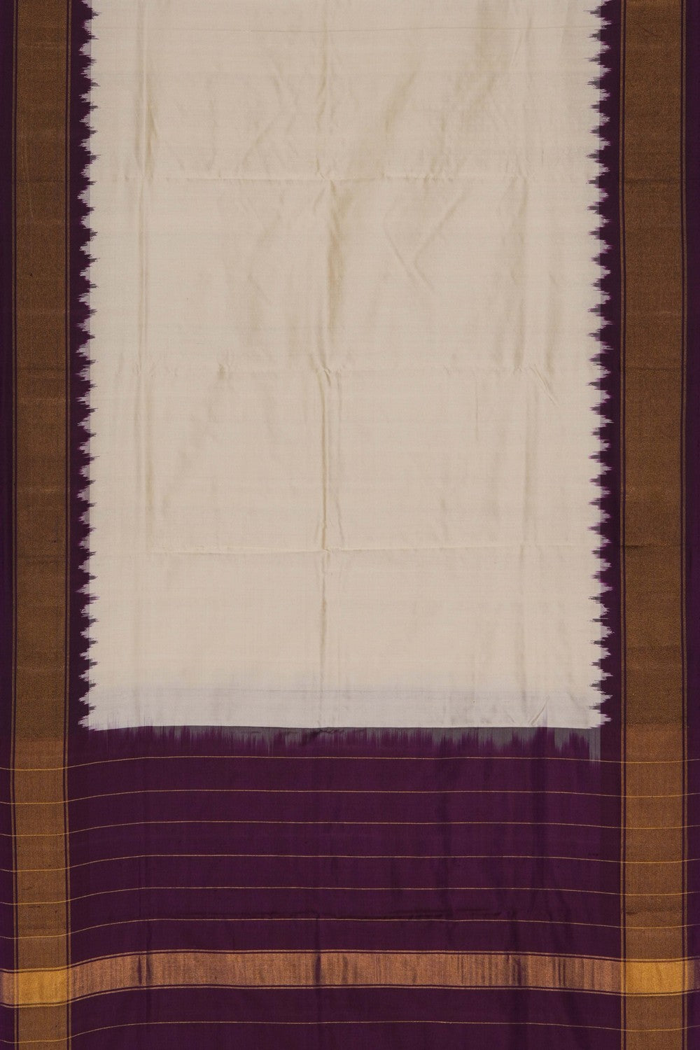 Image of Pochampally Silk Ivory Off-White Dupatta