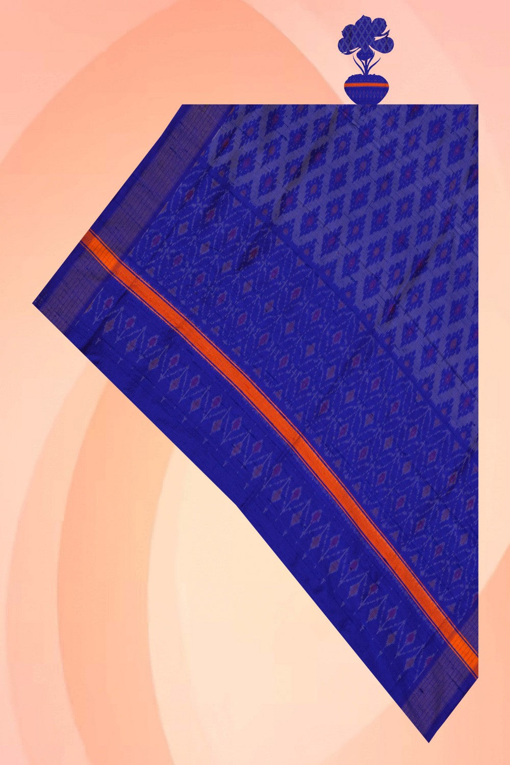Image of Pochampally Dupion Silk Blue Dupatta