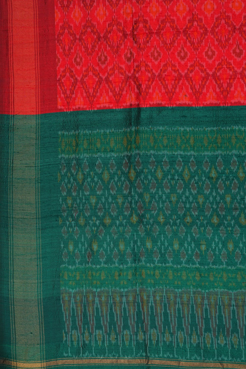 Image of Pochampally Dupion Silk Red Dupatta