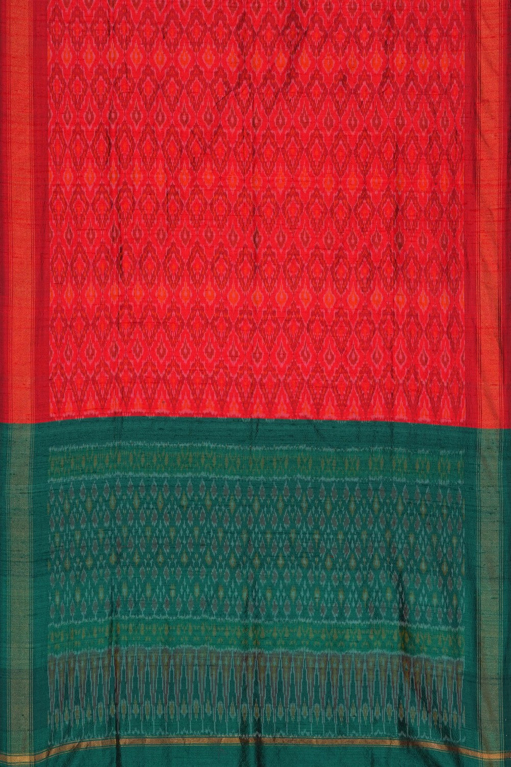 Image of Pochampally Dupion Silk Red Dupatta