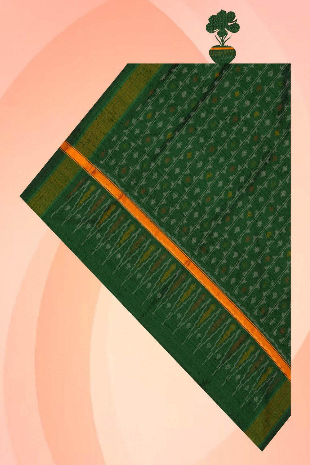 Image of Pochampally Dupion Silk Green Dupatta