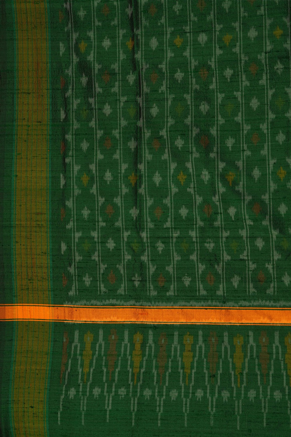 Image of Pochampally Dupion Silk Green Dupatta