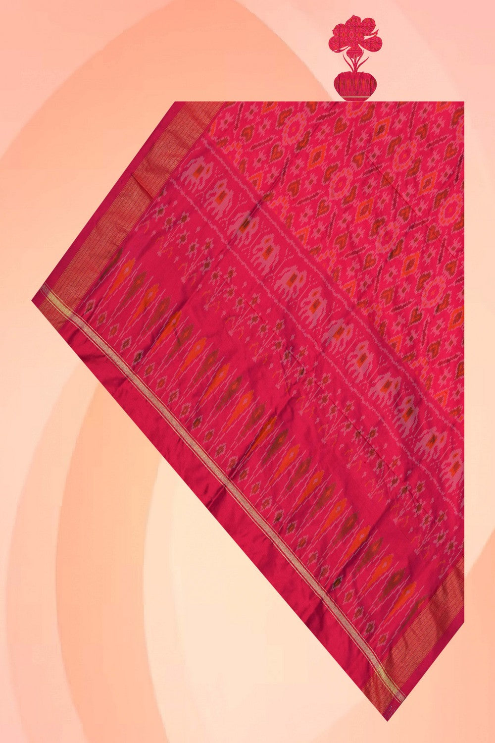 Image of Pochampally Ikat Silk Pink Dupatta