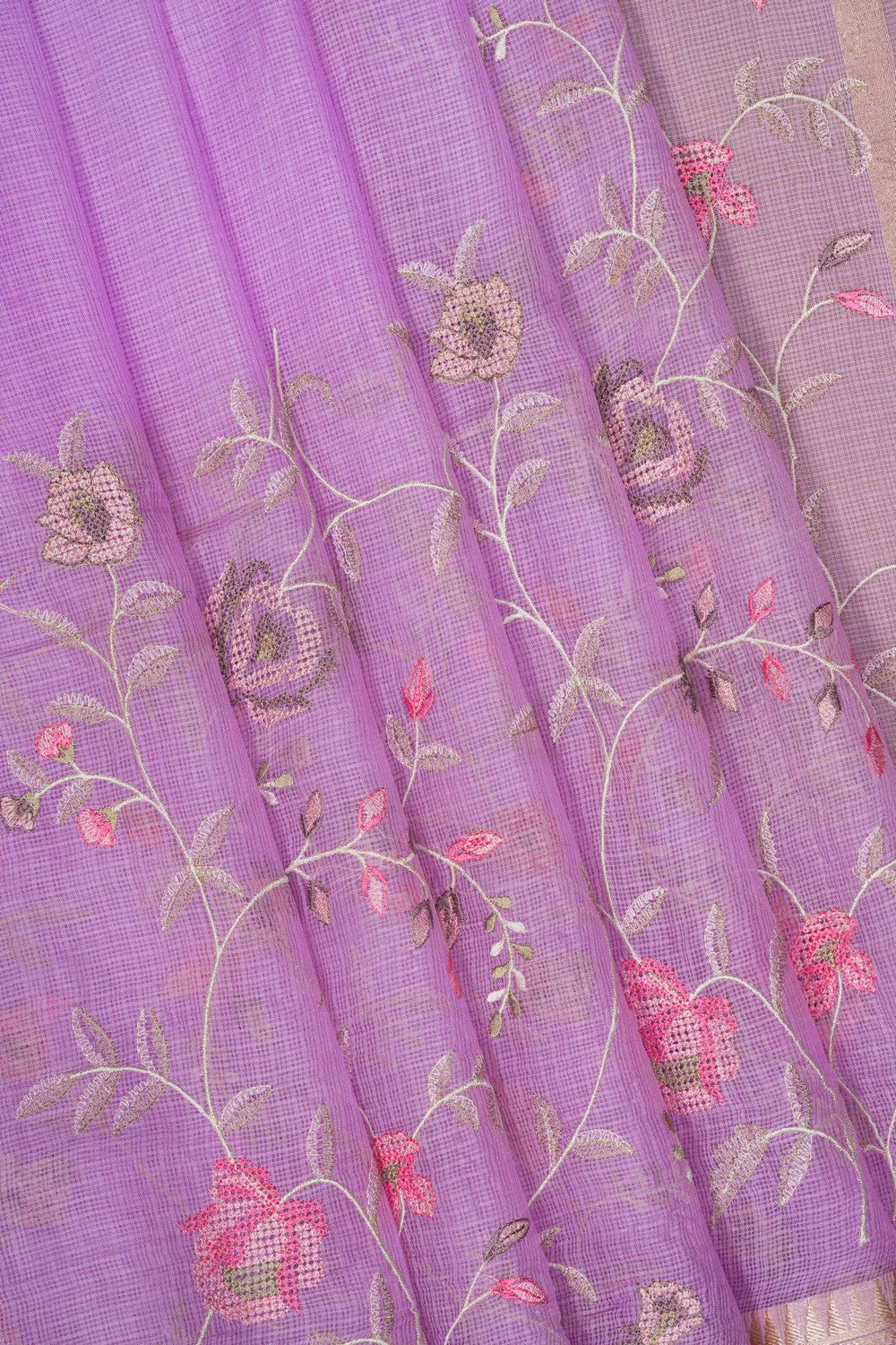 Image of Purple Kota Embroidery Saree