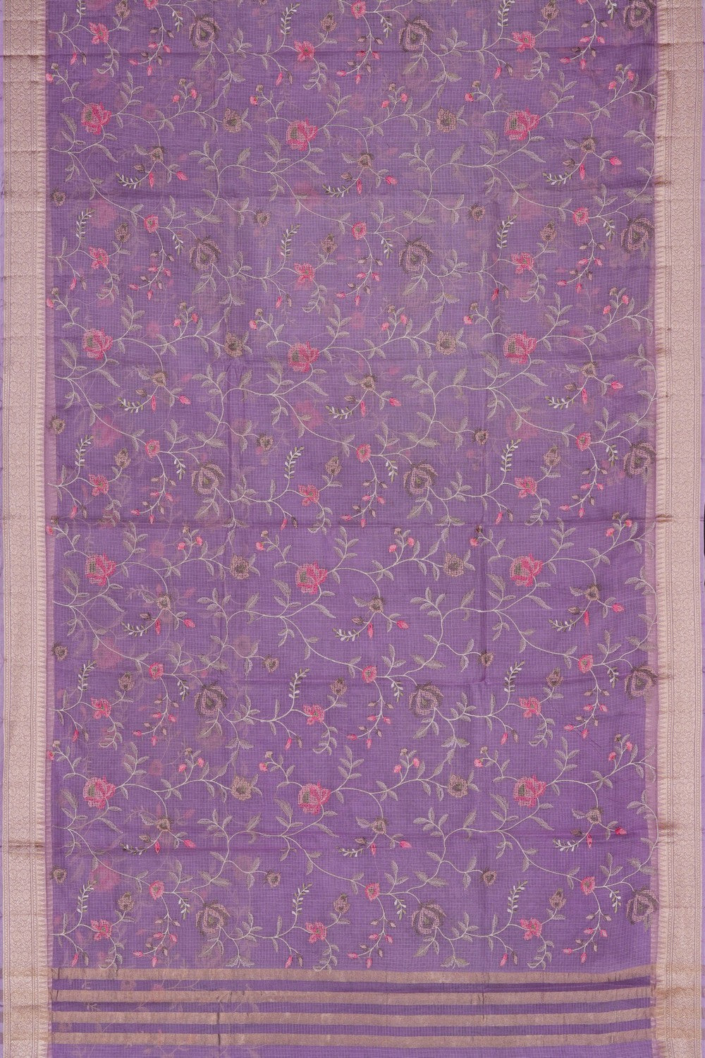Image of Purple Kota Embroidery Saree