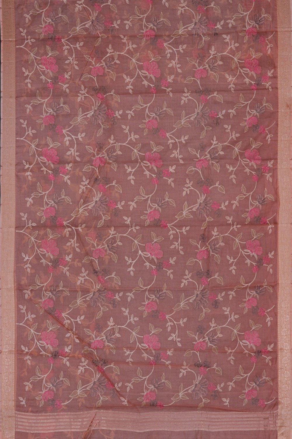 Image of Peach Kota Embroidery Saree