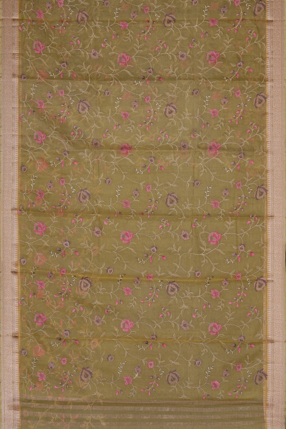 Image of Yellow Kota Embroidery Saree