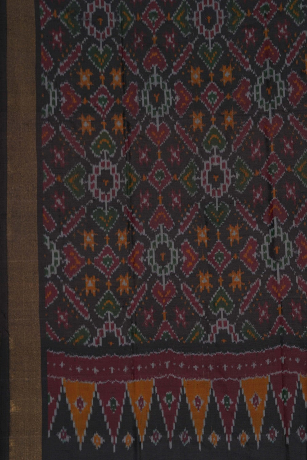 Image of Pochampally Ikat Silk Black Dupatta