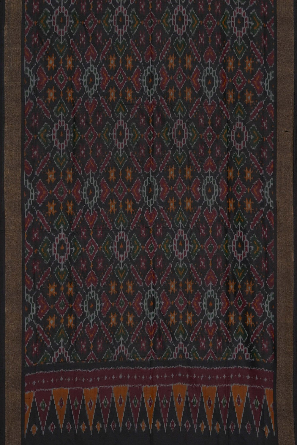 Image of Pochampally Ikat Silk Black Dupatta