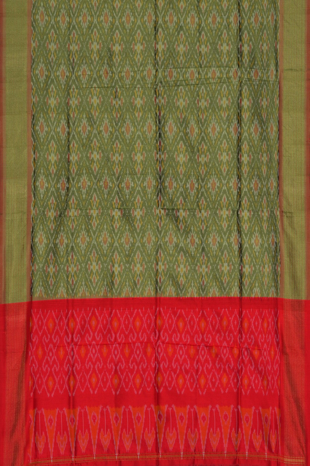 Image of Pochampally Ikat Silk Green Dupatta