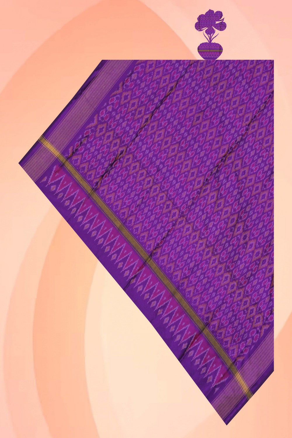 Image of Pochampally Ikat Silk Purple Dupatta