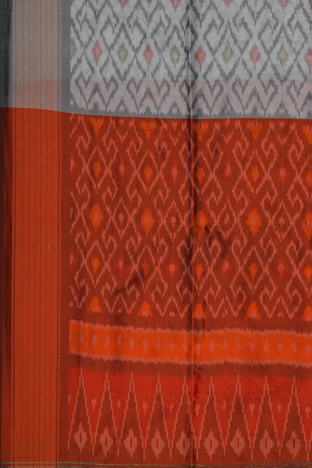 Image of Pochampally Ikat Silk White Dupatta