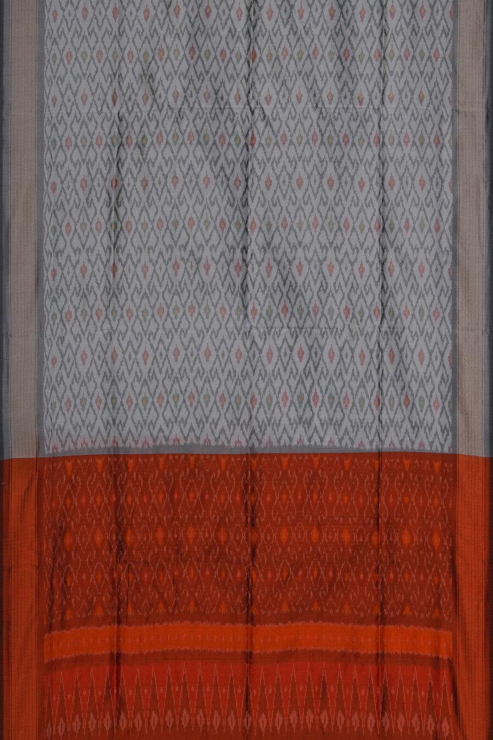 Image of Pochampally Ikat Silk White Dupatta
