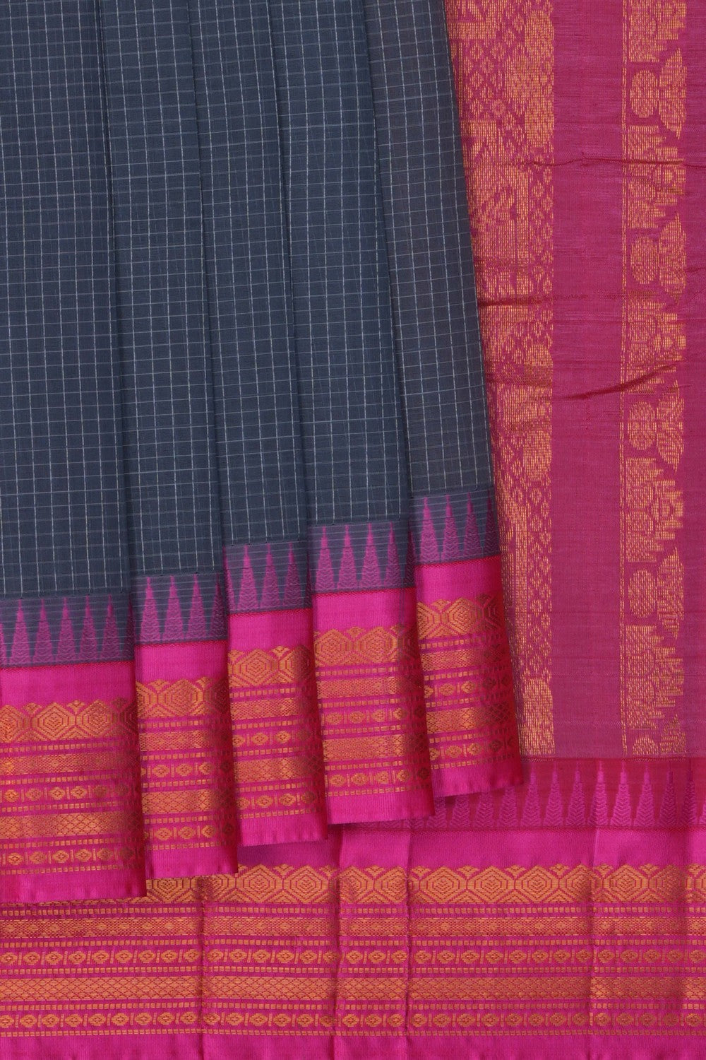 Image of Grey Gadwal Cotton Saree