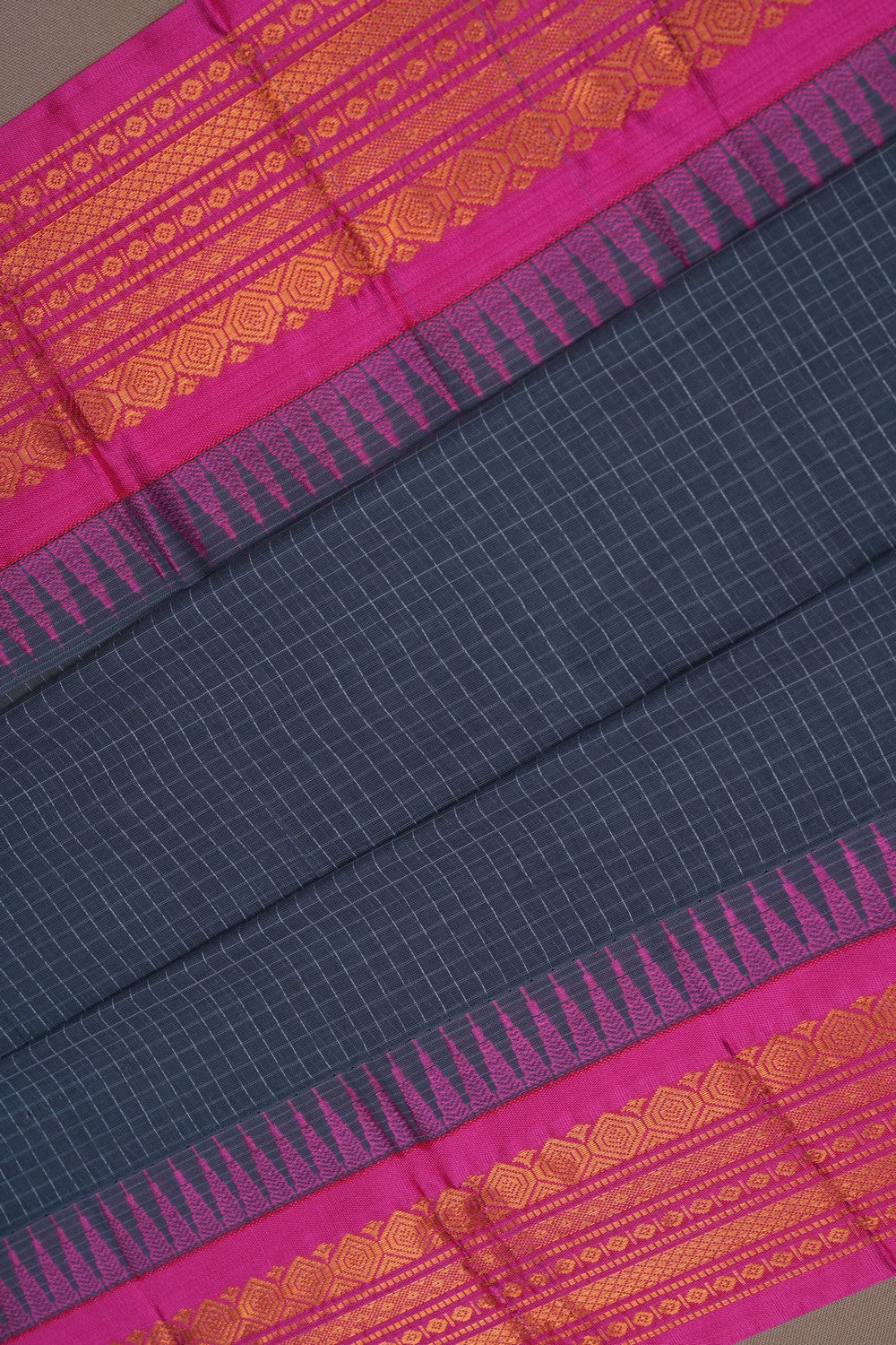 Image of Grey Gadwal Cotton Saree