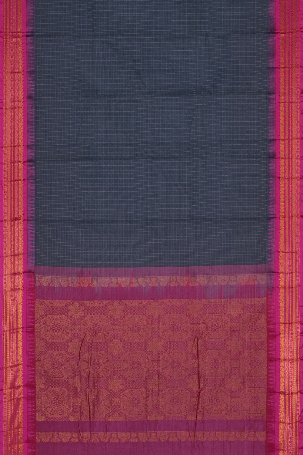 Image of Grey Gadwal Cotton Saree