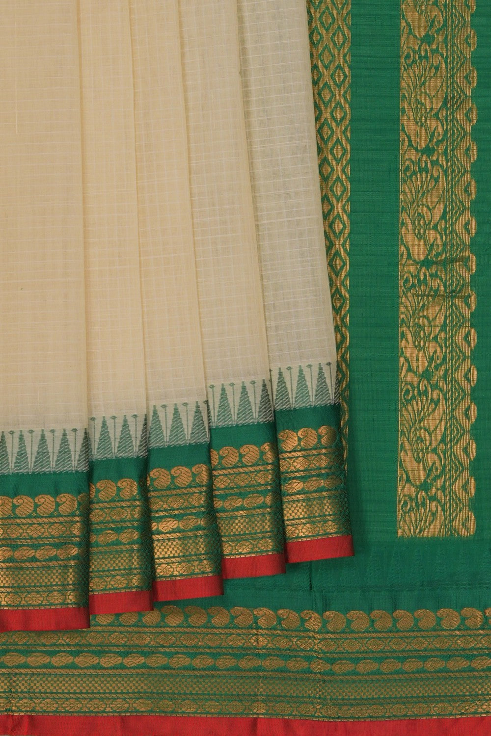 Image of Cream Gadwal Cotton Saree