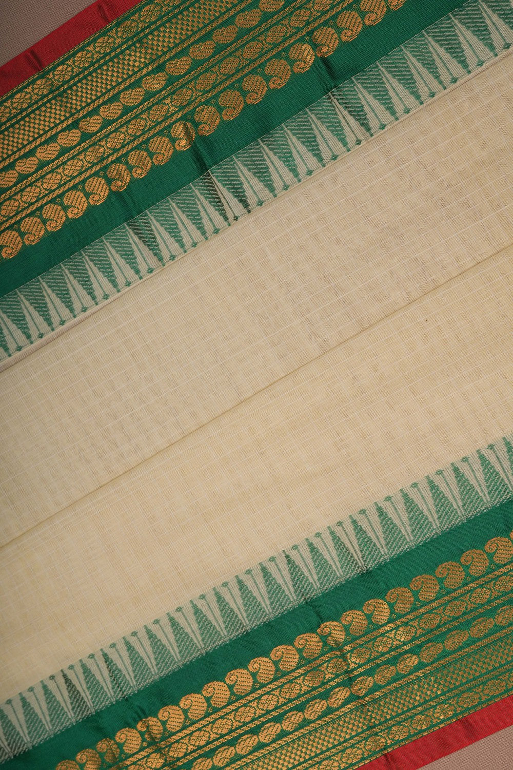 Image of Cream Gadwal Cotton Saree