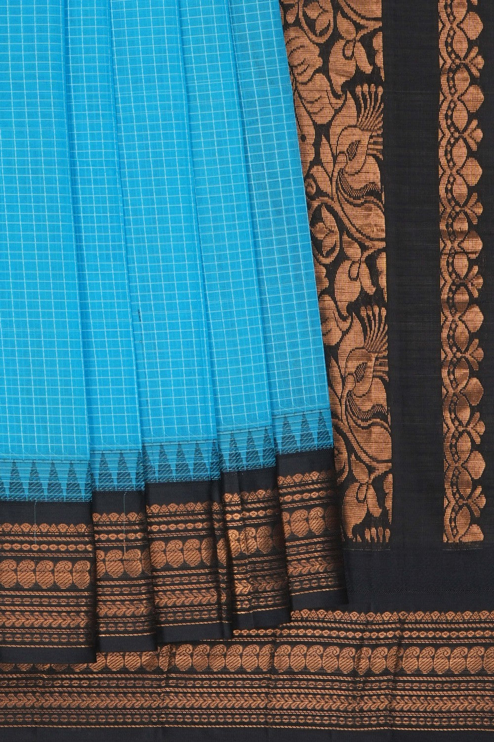 Image of Blue Gadwal Cotton Saree