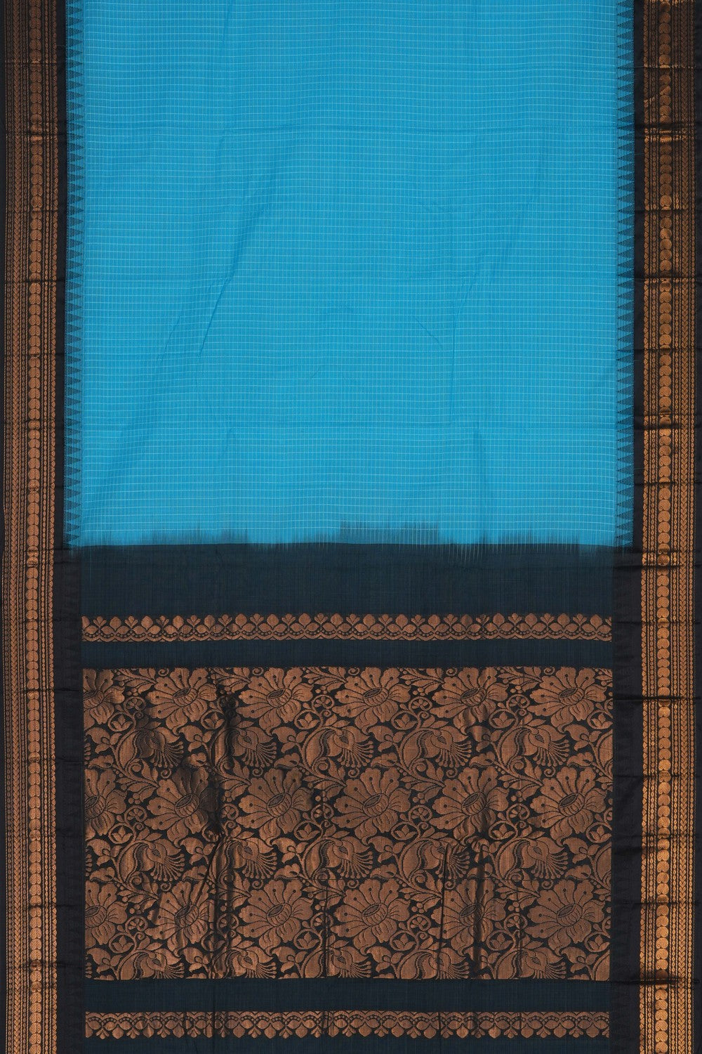 Image of Blue Gadwal Cotton Saree