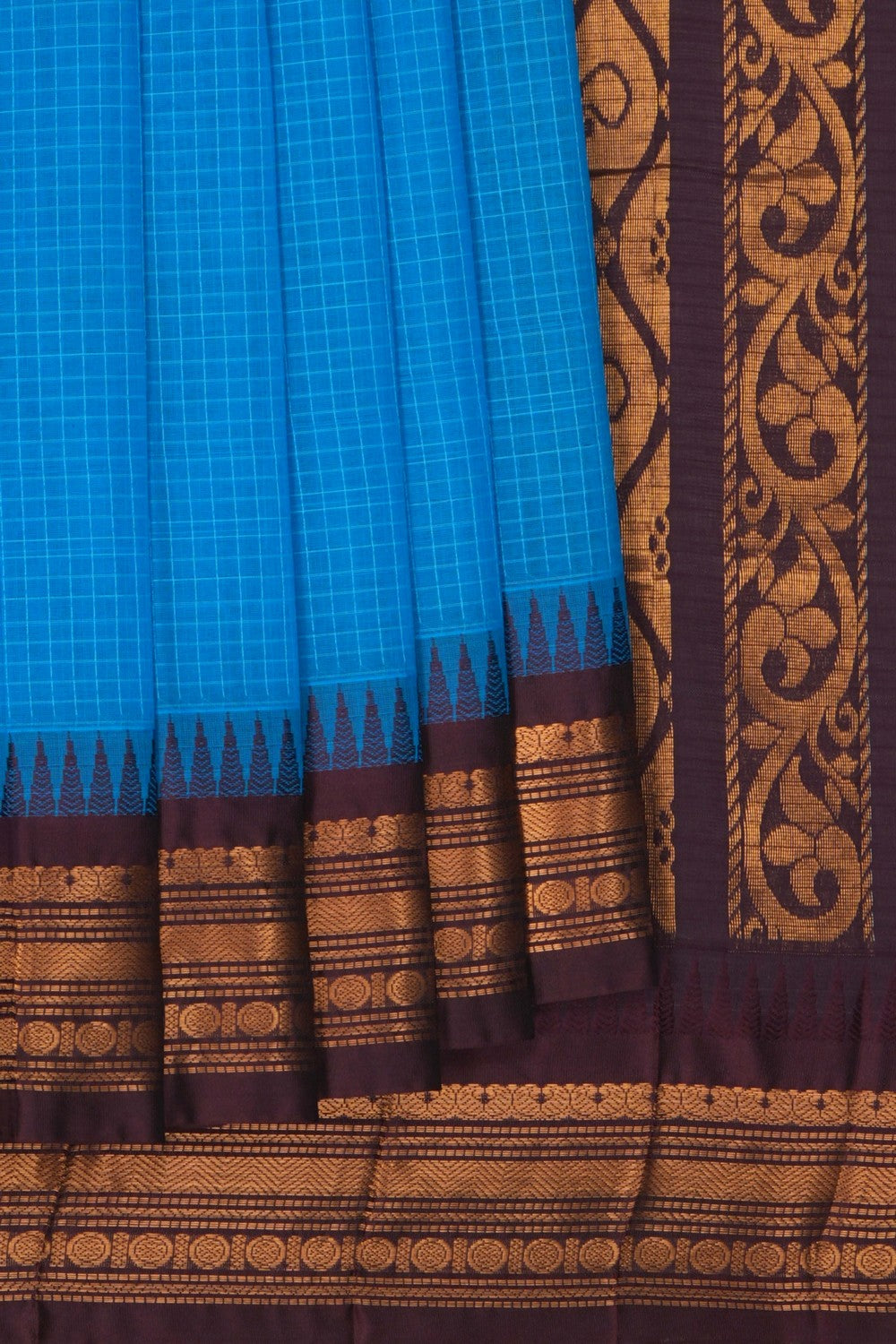 Image of Blue Gadwal Cotton Saree
