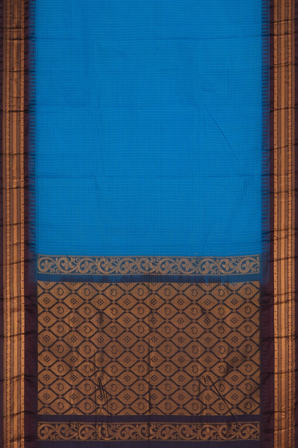 Image of Blue Gadwal Cotton Saree