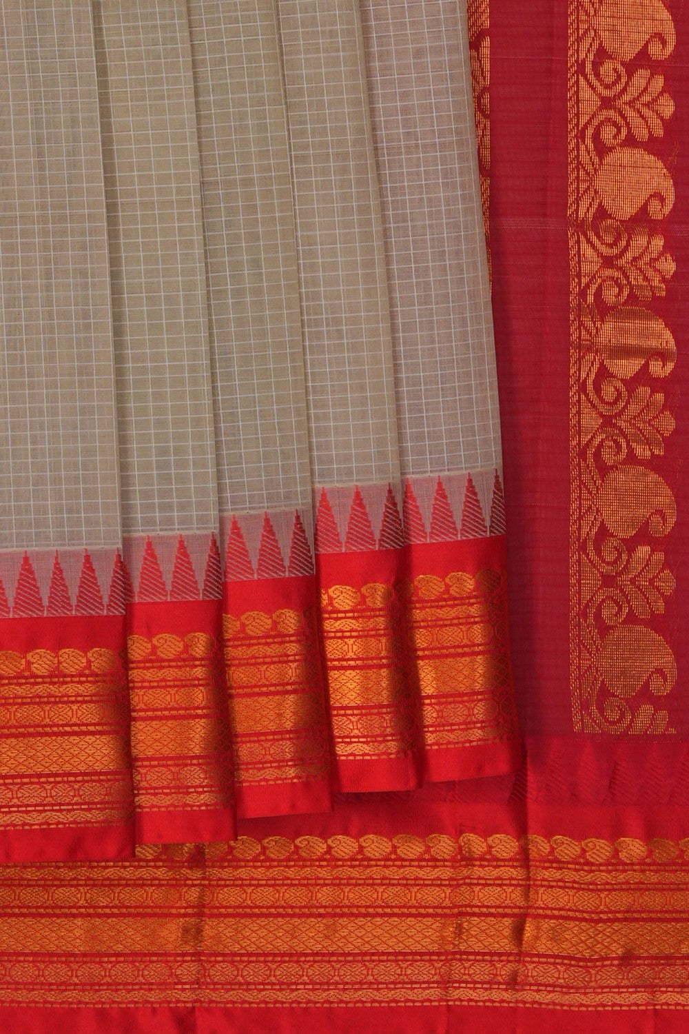 Image of Beige Gadwal Cotton Saree