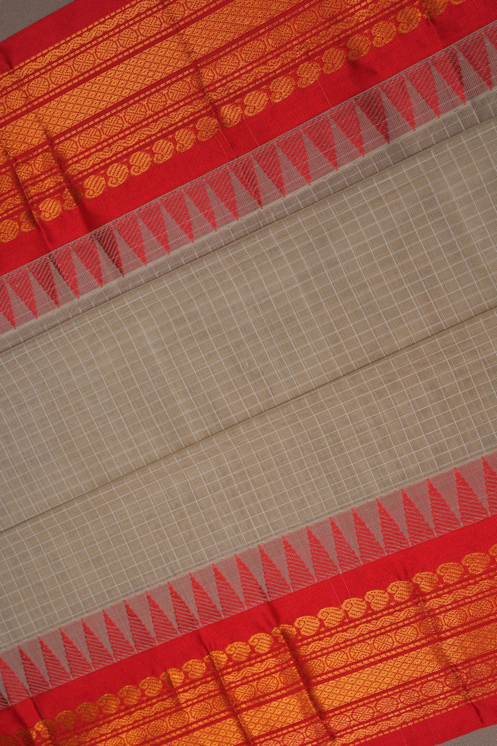 Image of Beige Gadwal Cotton Saree