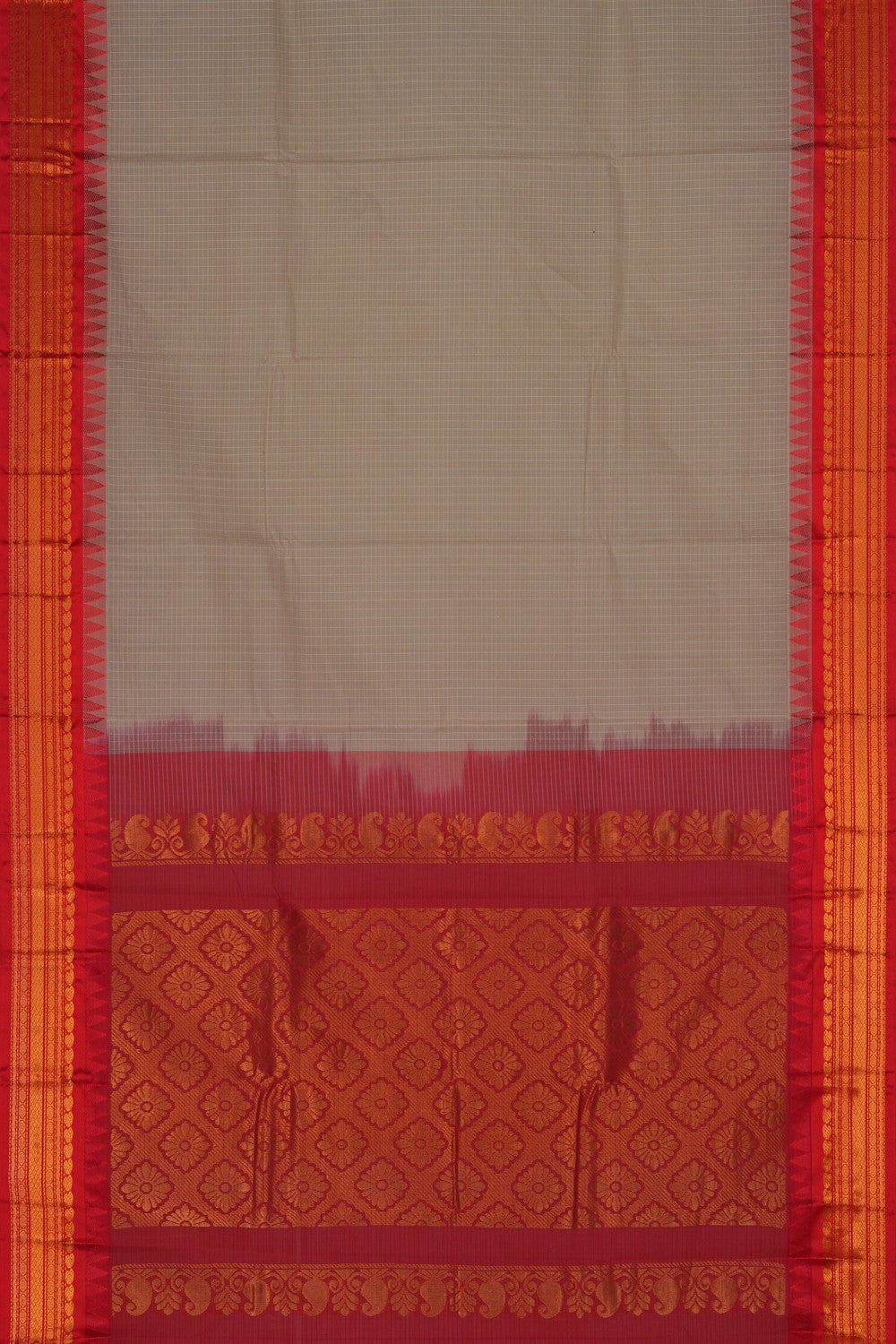 Image of Beige Gadwal Cotton Saree