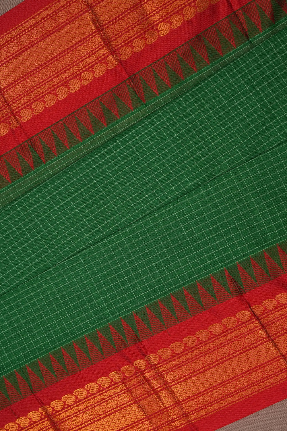 Image of Green Gadwal Cotton Saree