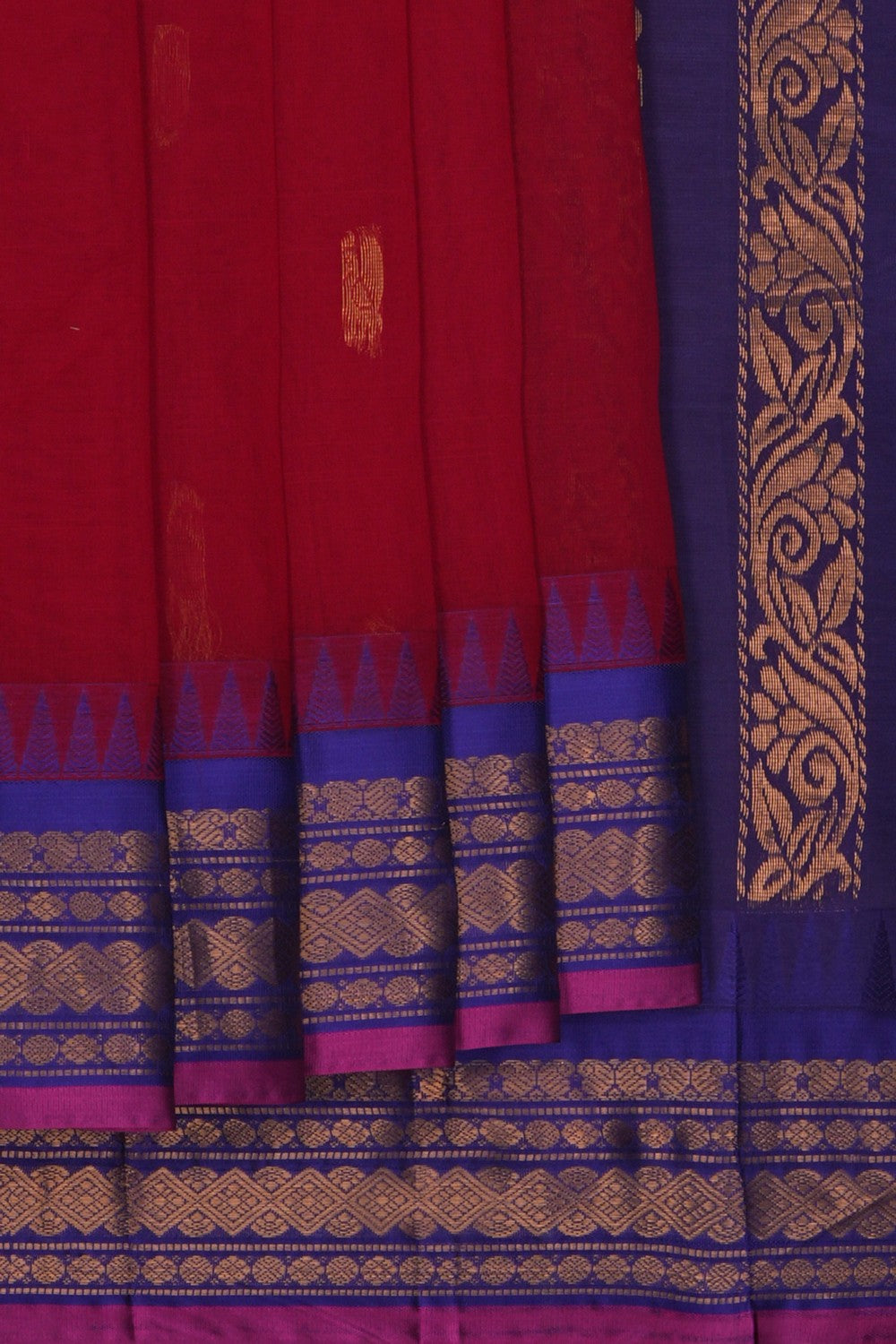 Image of Red Gadwal Cotton Saree