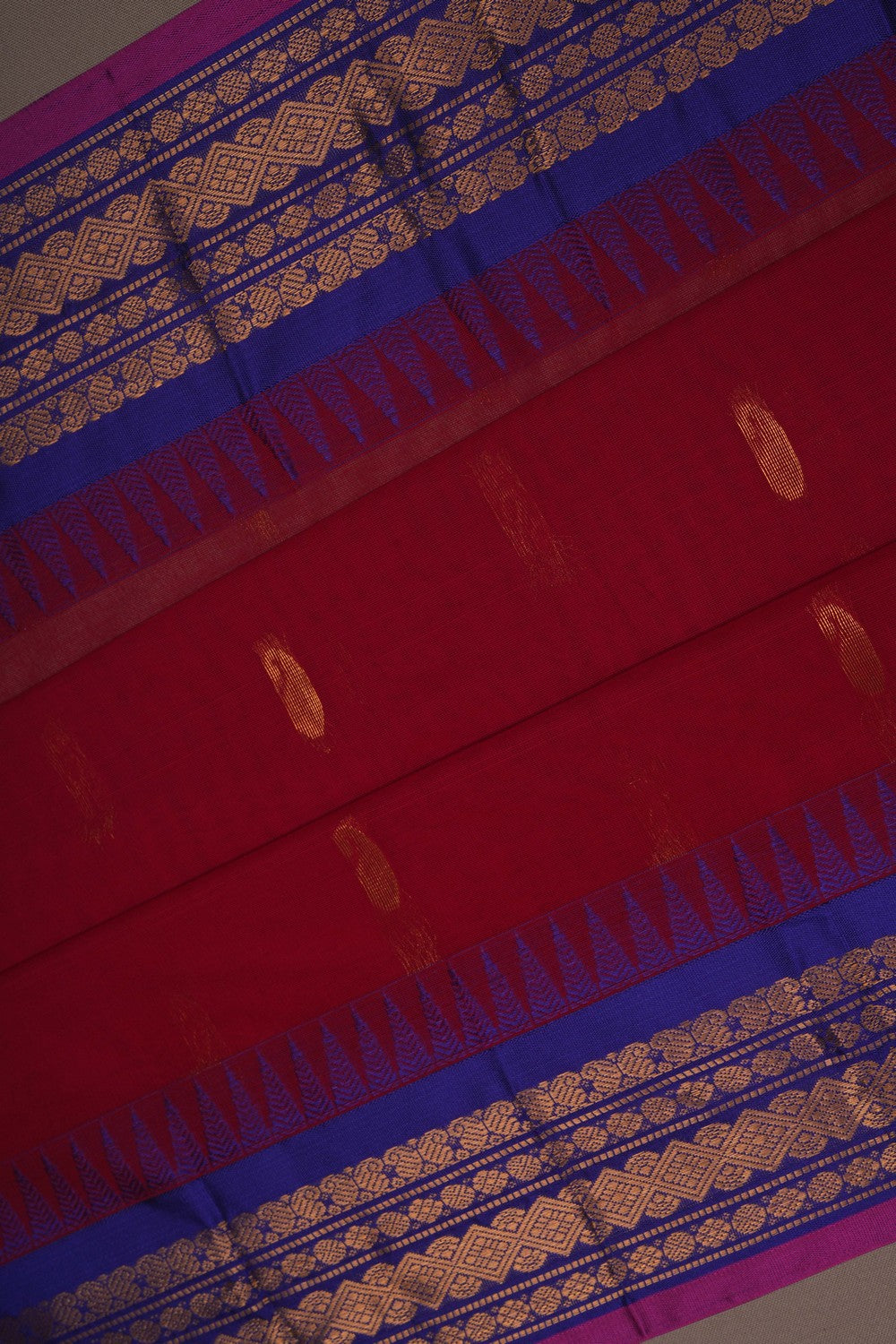 Image of Red Gadwal Cotton Saree