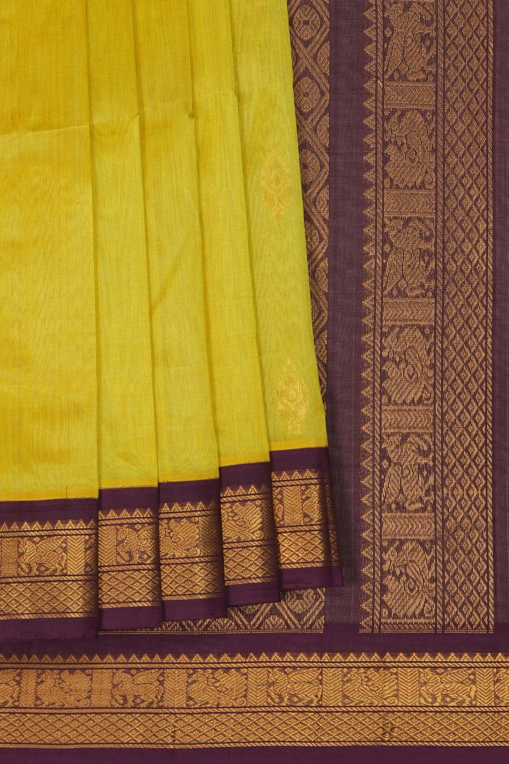 Image of Spring Green Kuppadam Silk Cotton Saree
