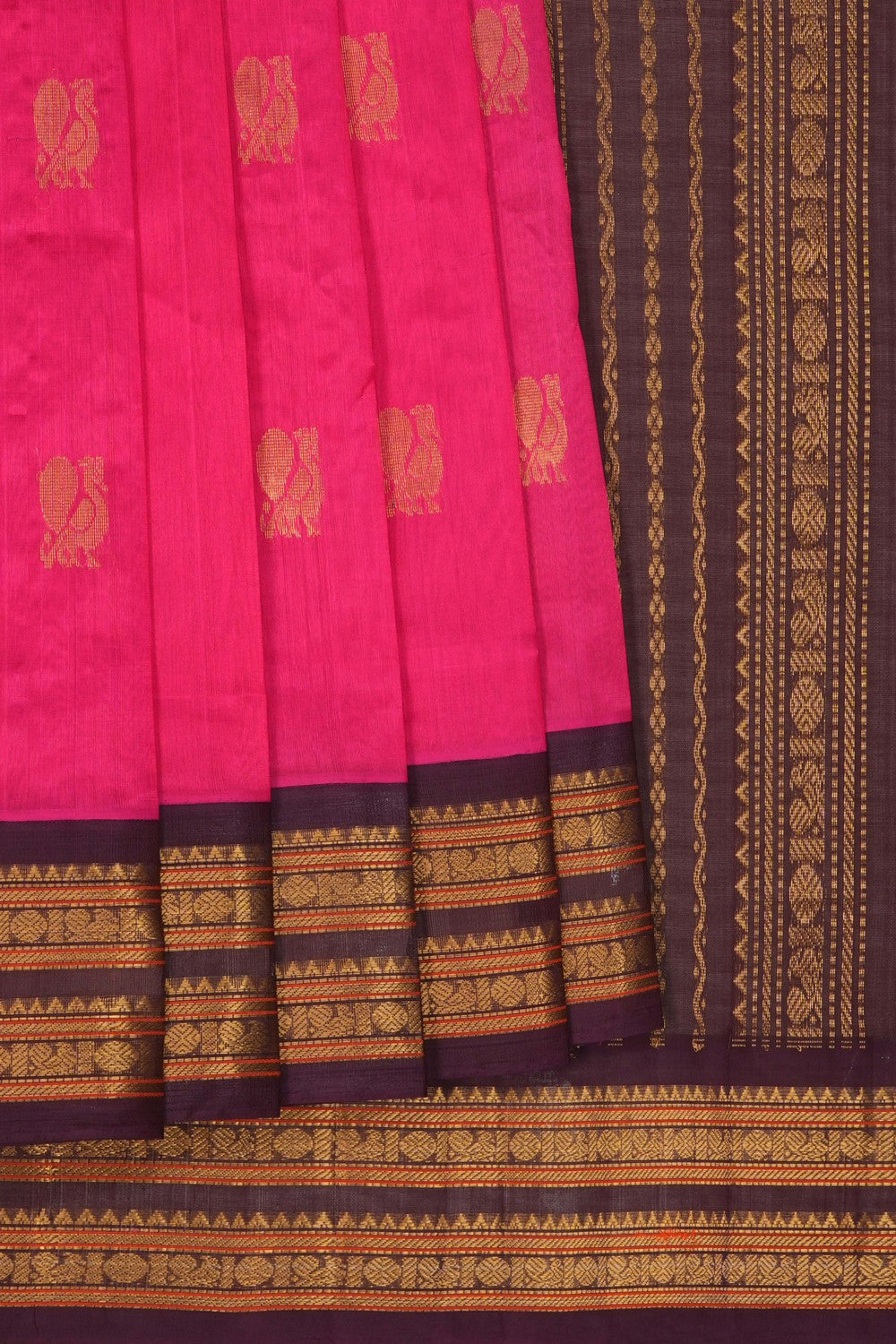 Image of Pink Kuppadam Silk Cotton Saree