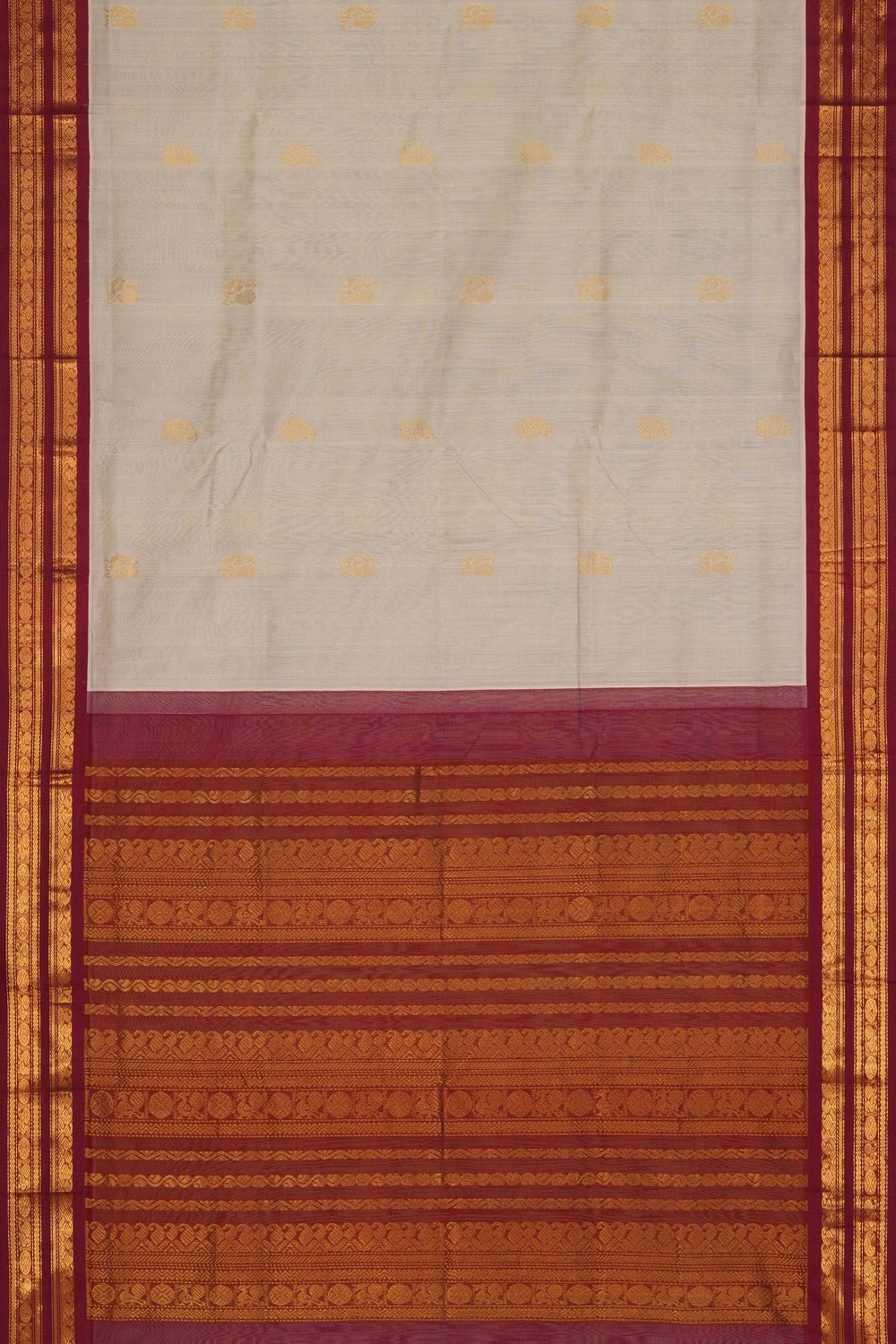 Image of Ivory Off-White Kuppadam Silk Cotton Saree