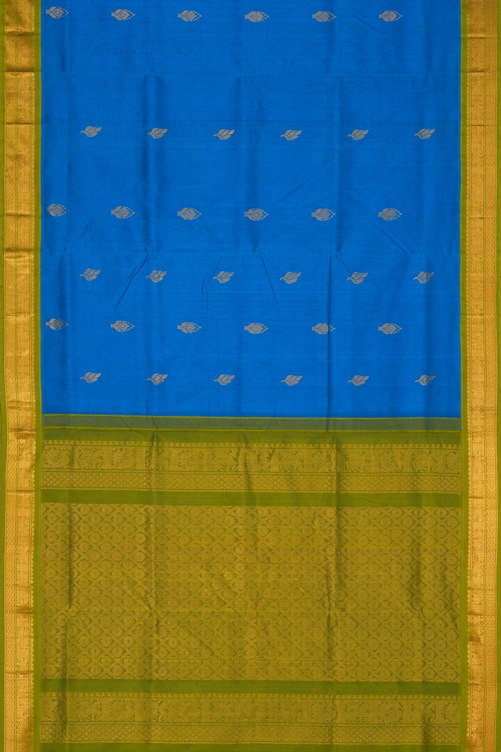 Image of Blue Kuppadam Silk Cotton Saree