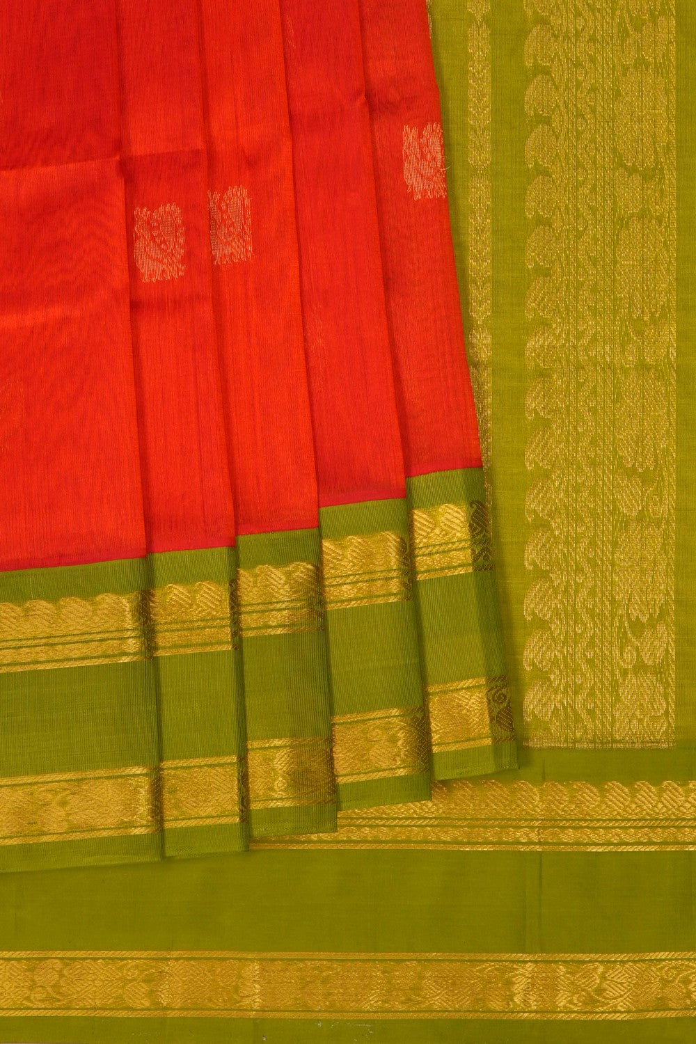 Image of Red Kuppadam Silk Cotton Saree