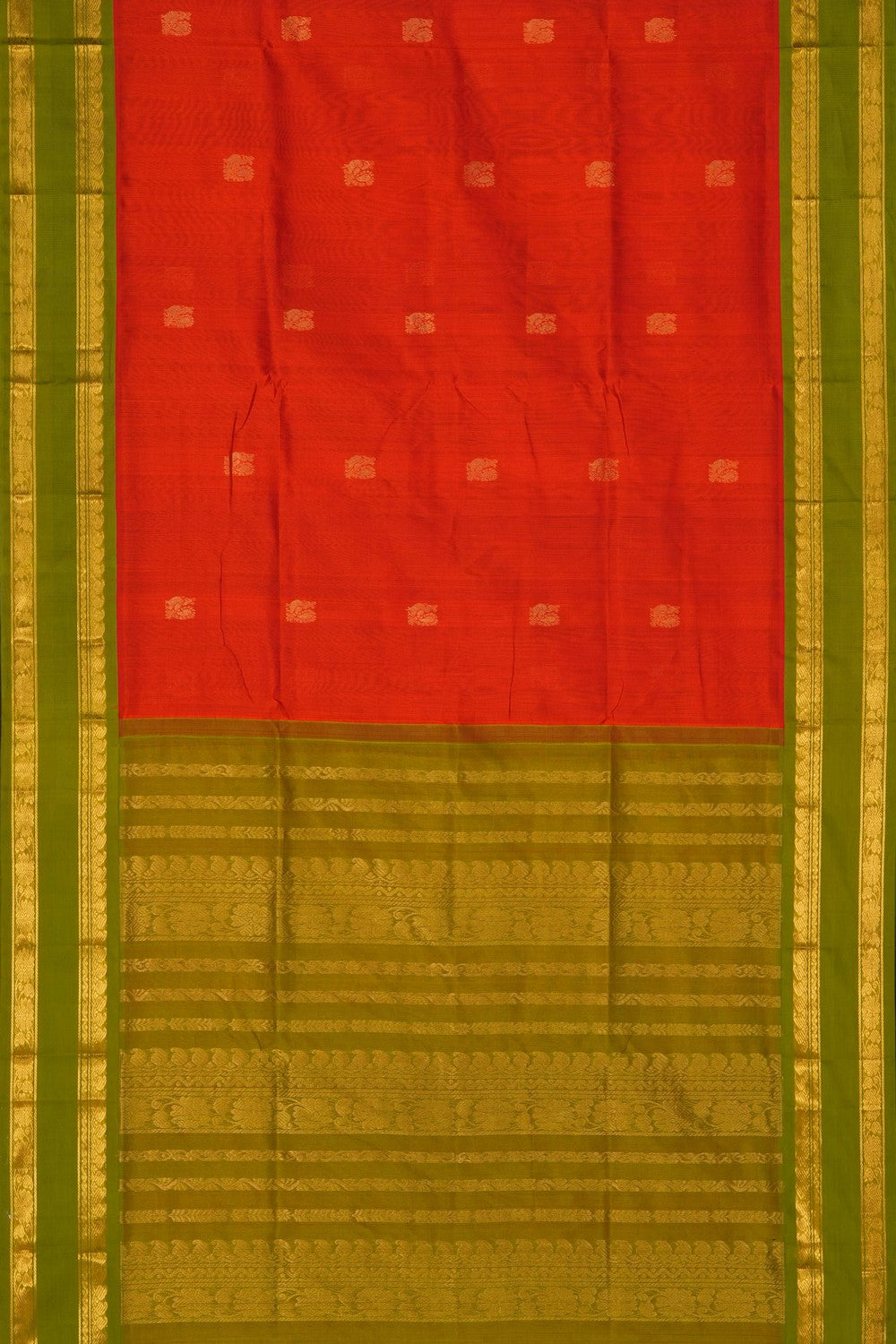 Image of Red Kuppadam Silk Cotton Saree