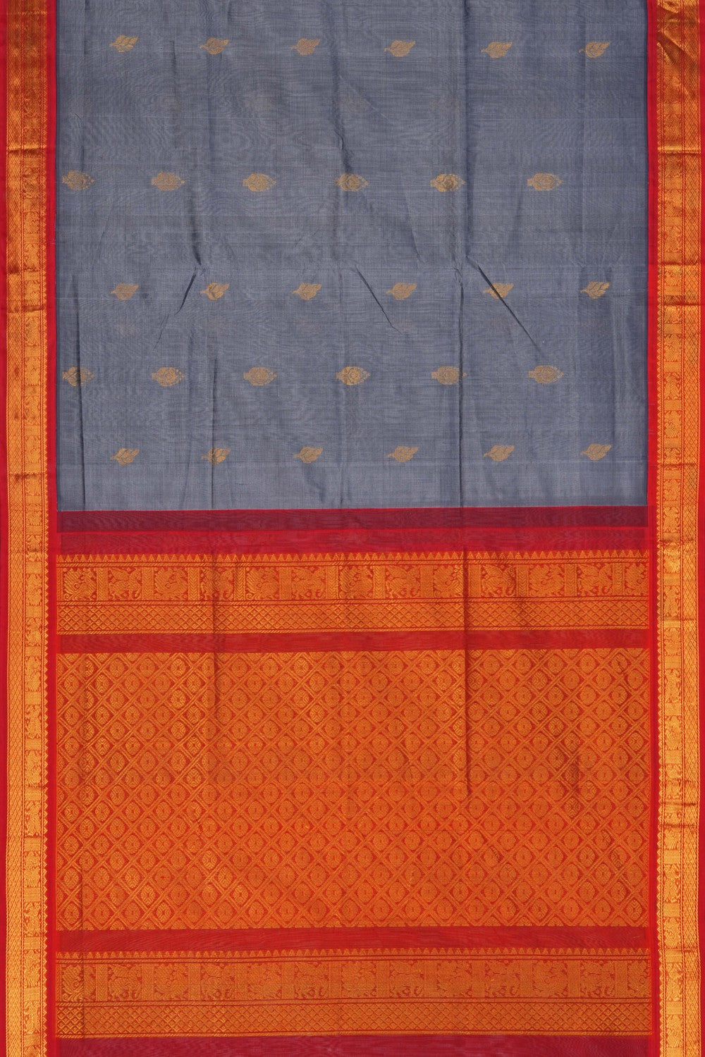 Image of Grey Kuppadam Silk Cotton Saree