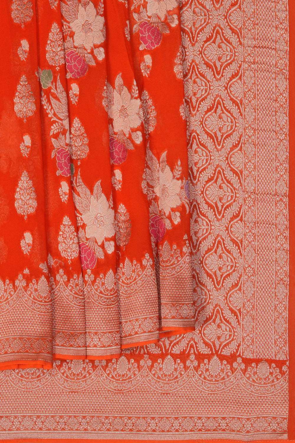 Image of Orange Banarasi Georgette Saree