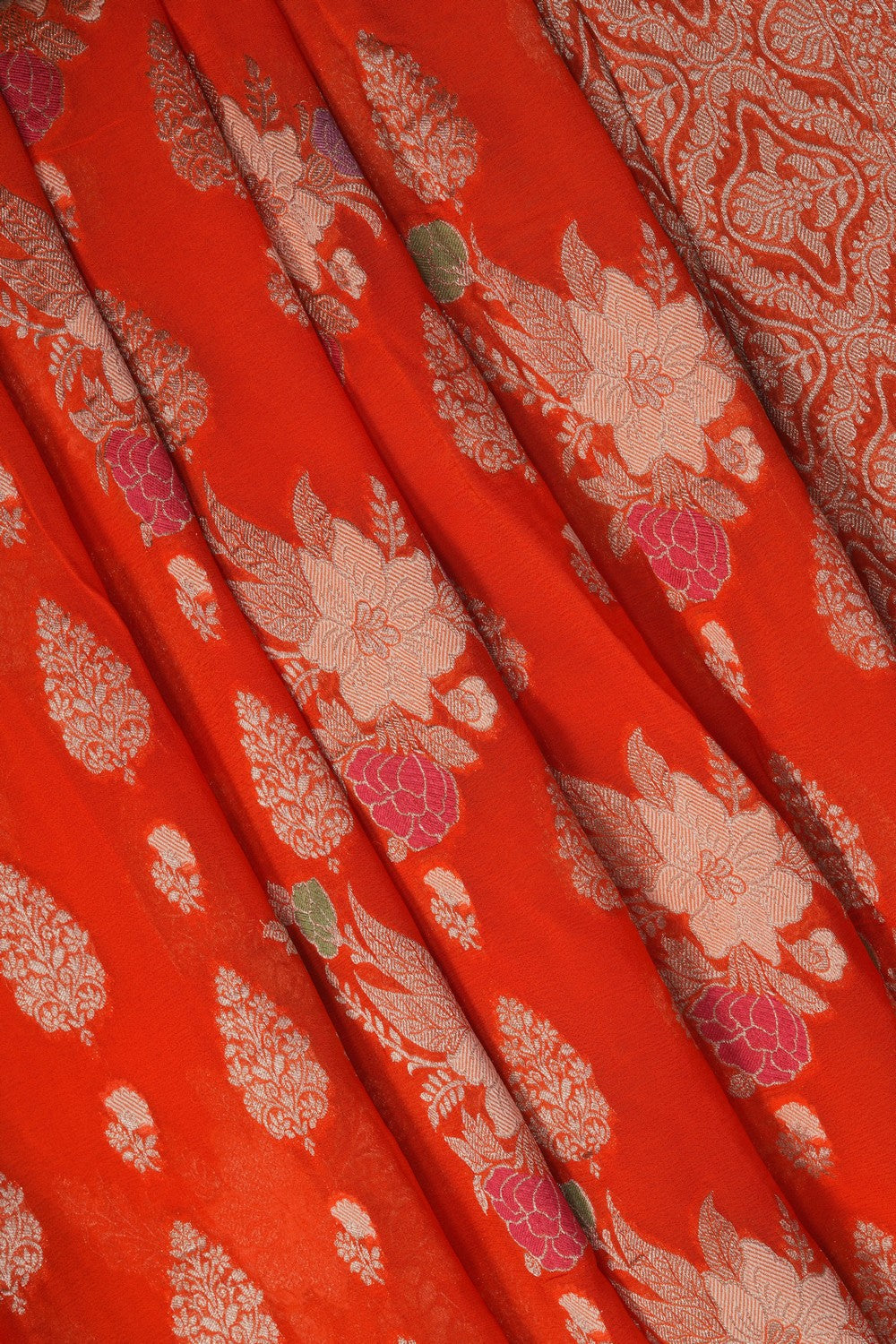 Image of Orange Banarasi Georgette Saree