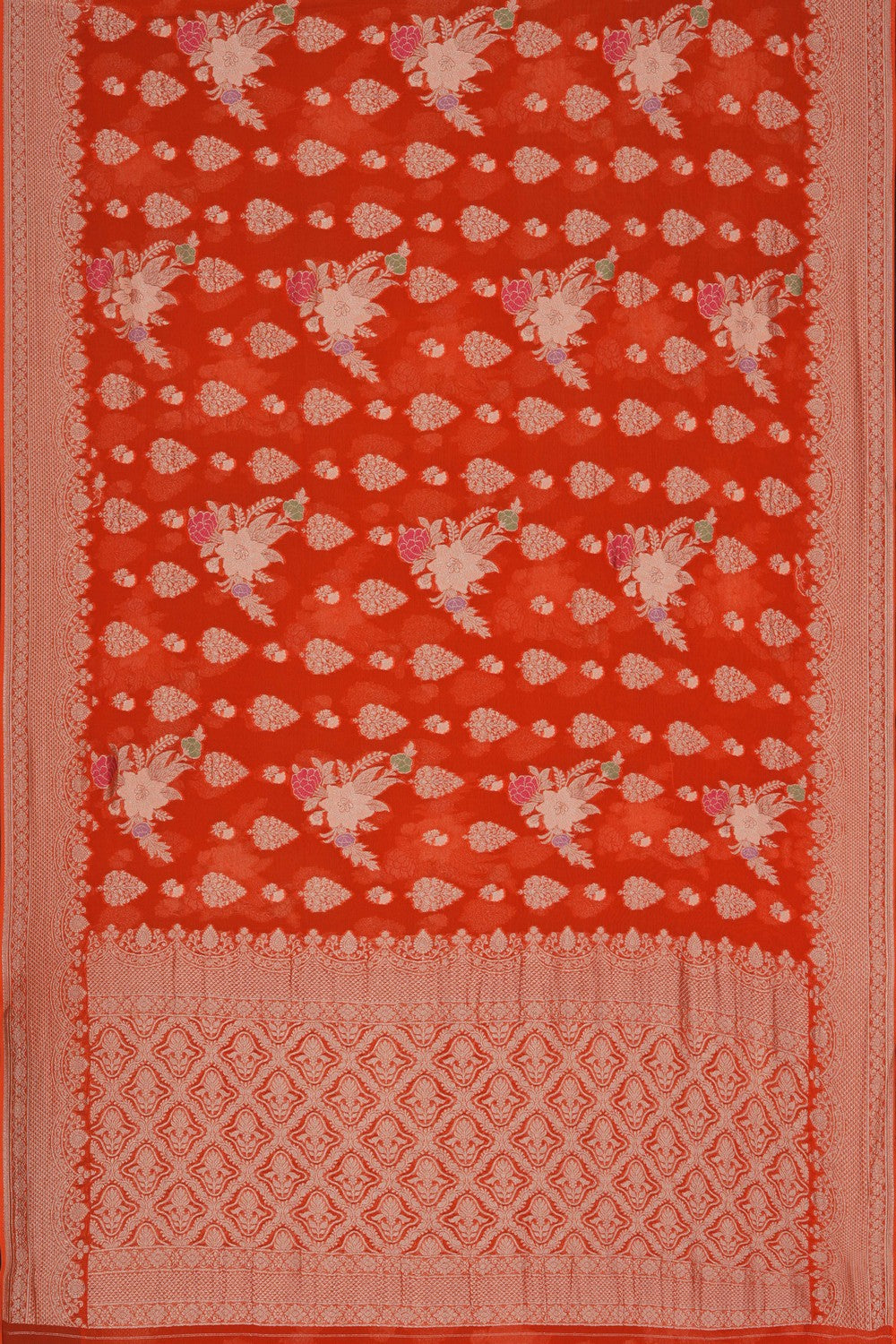 Image of Orange Banarasi Georgette Saree