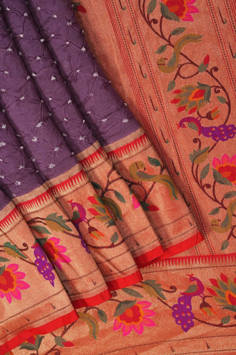 Image of A Purple Bandhani Saree