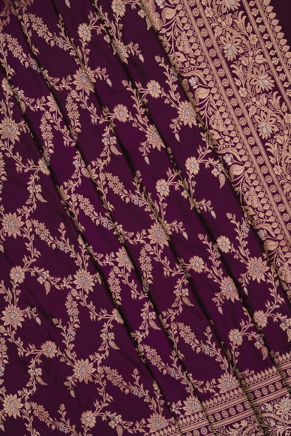 Image of Violet Banarasi Silk Saree
