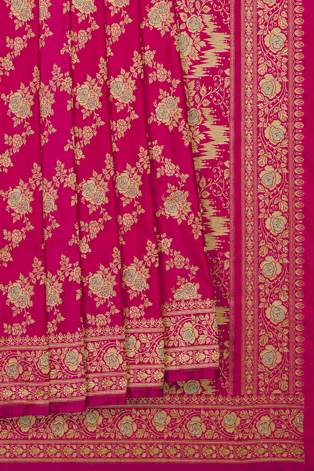 Image of Pink Banarasi Silk Saree