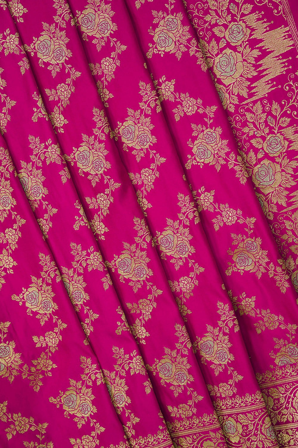 Image of Pink Banarasi Silk Saree