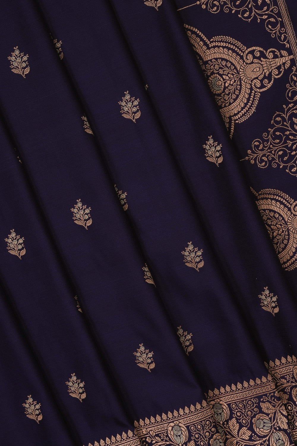 Image of Navy Blue Banarasi Silk Saree