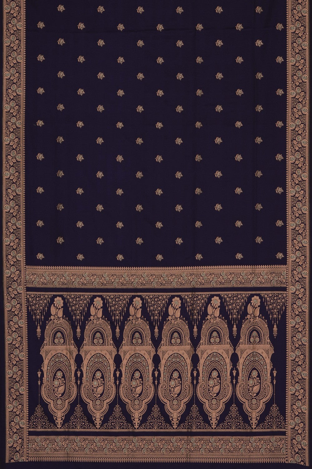 Image of Navy Blue Banarasi Silk Saree