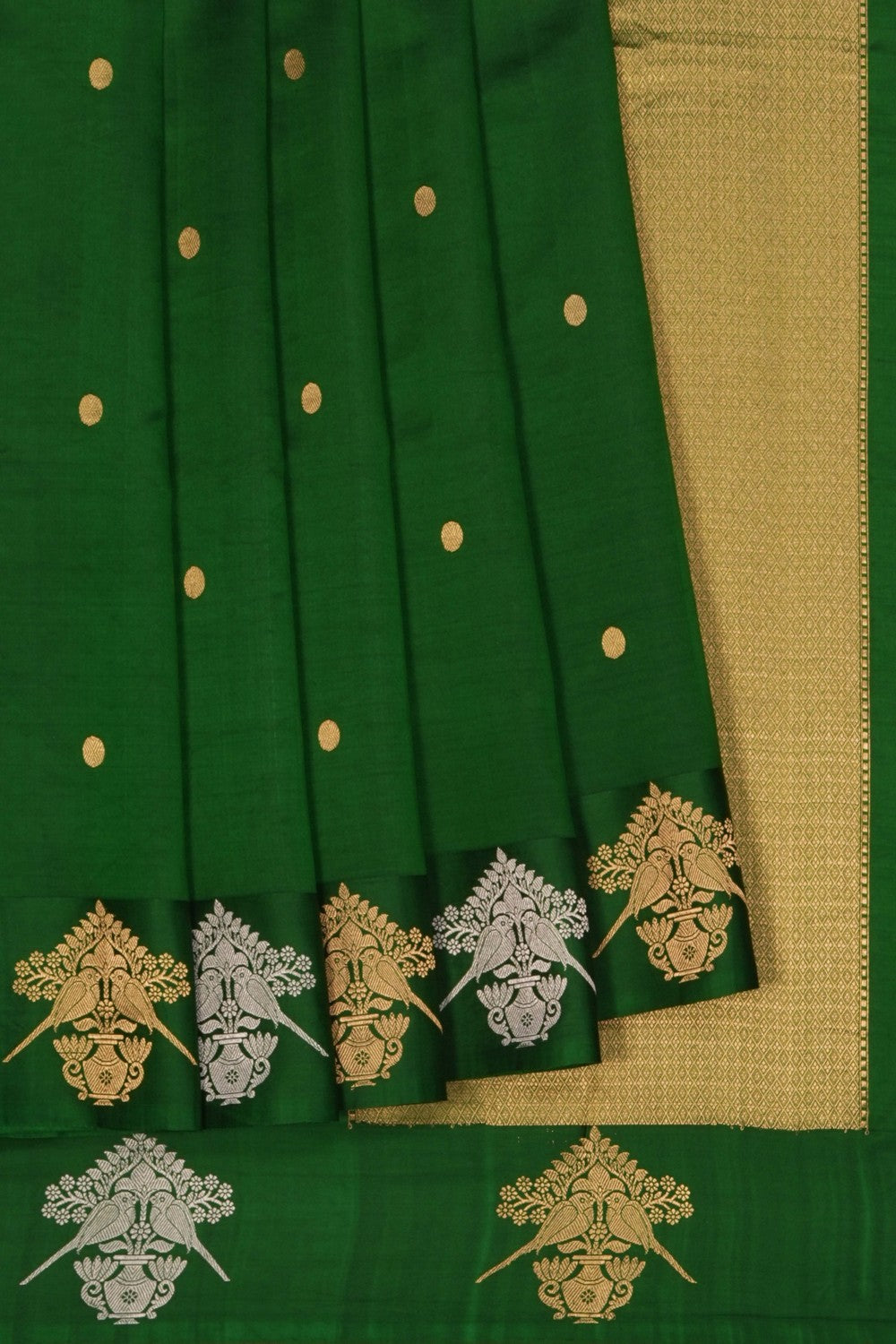 Image of Green Banarasi Silk Saree